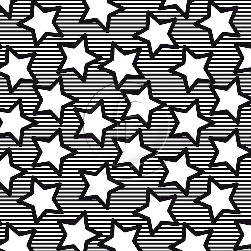 Candy Star Black & White, Starred Printed Stretch Fabric
