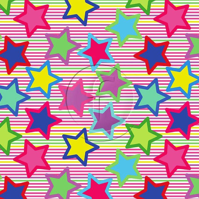 Candy Star Multicolour White, Starred Printed Stretch Fabric