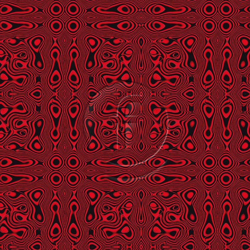 Solarize Red Black, Abstract, Tribal Printed Stretch Fabric