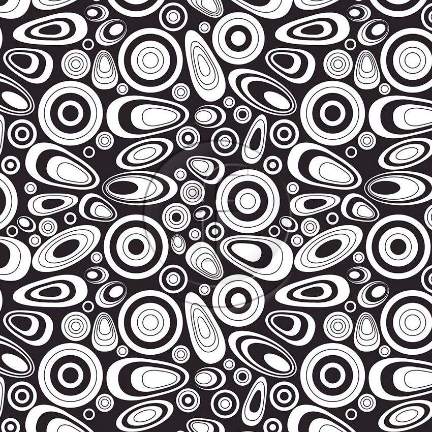 Sea Shells, Graphic Printed Stretch Fabric: Black