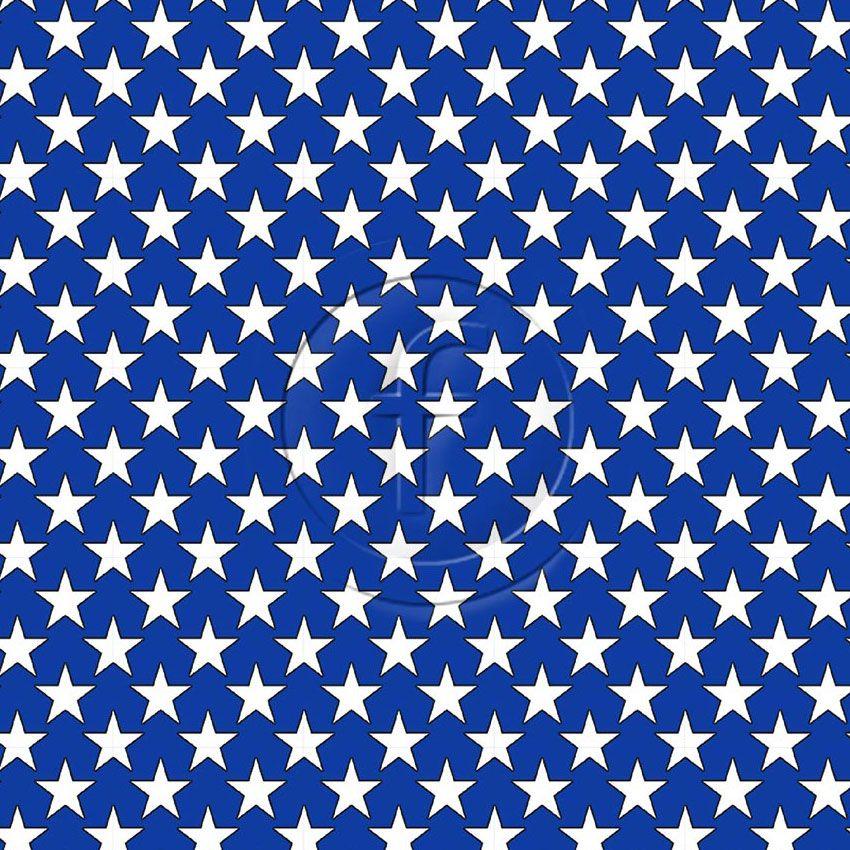 Contagious Star, Starred Printed Stretch Fabric: Blue
