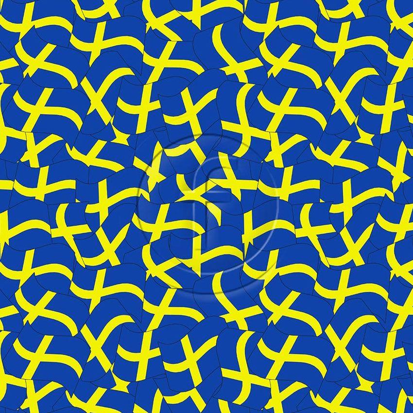 Flag Of Sweden, Graphic Printed Stretch Fabric: Blue