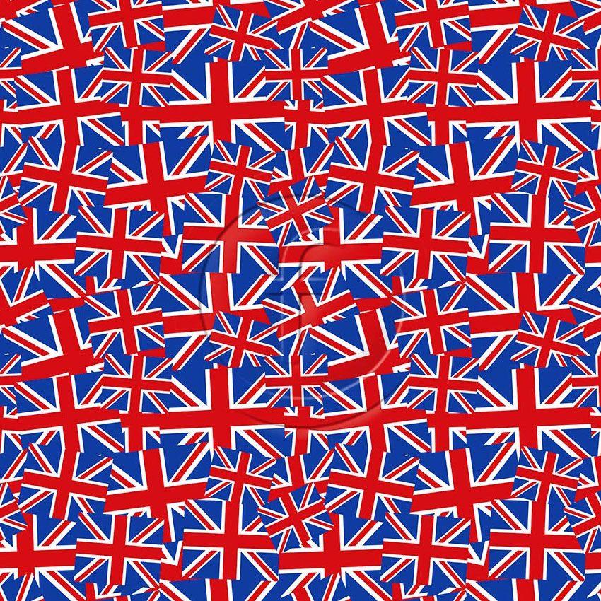 Uk Flag Small Scale, Graphic Printed Stretch Fabric: Blue/Red