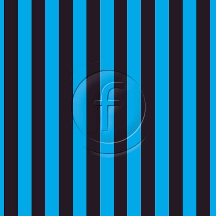 Turquoise & Black 22Mm Width Striped Printed Stretch Fabric