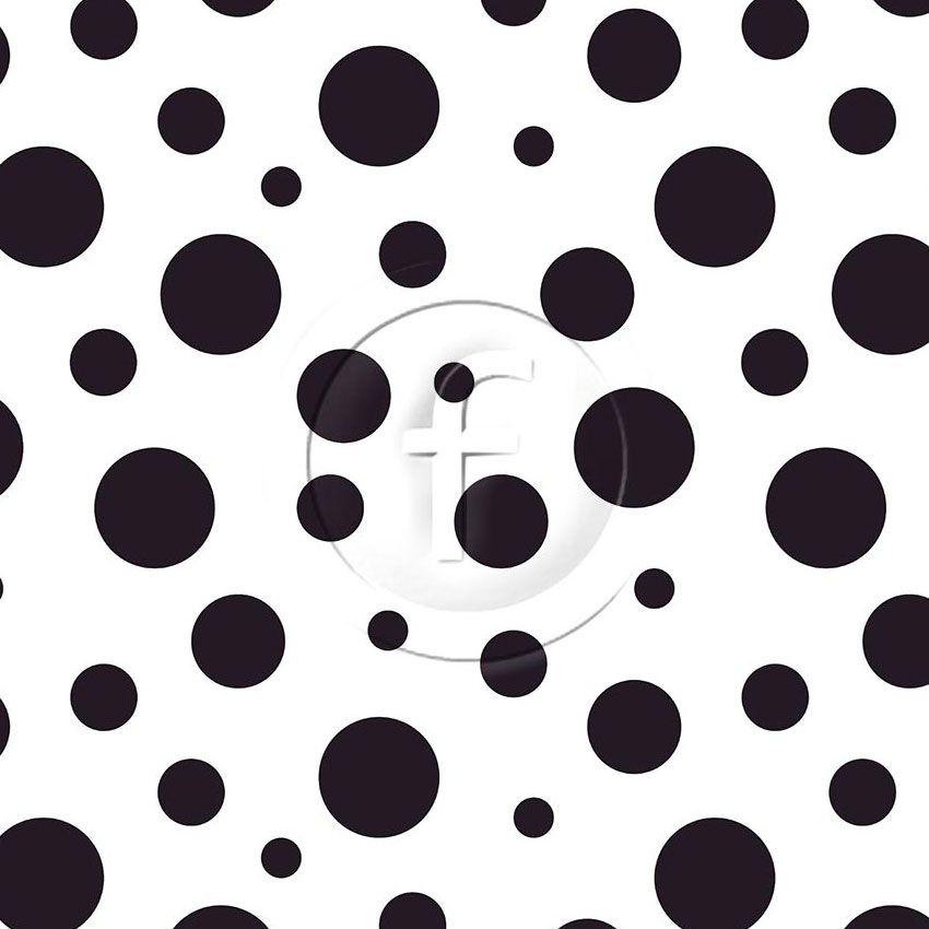 Dalmation Spot, Spotted, Animal Printed Stretch Fabric: Black/White