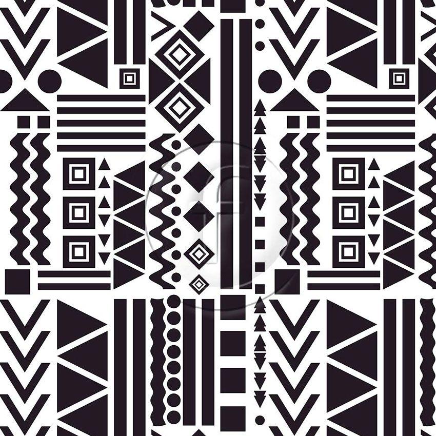 Tribal Black On White - Printed Fabric