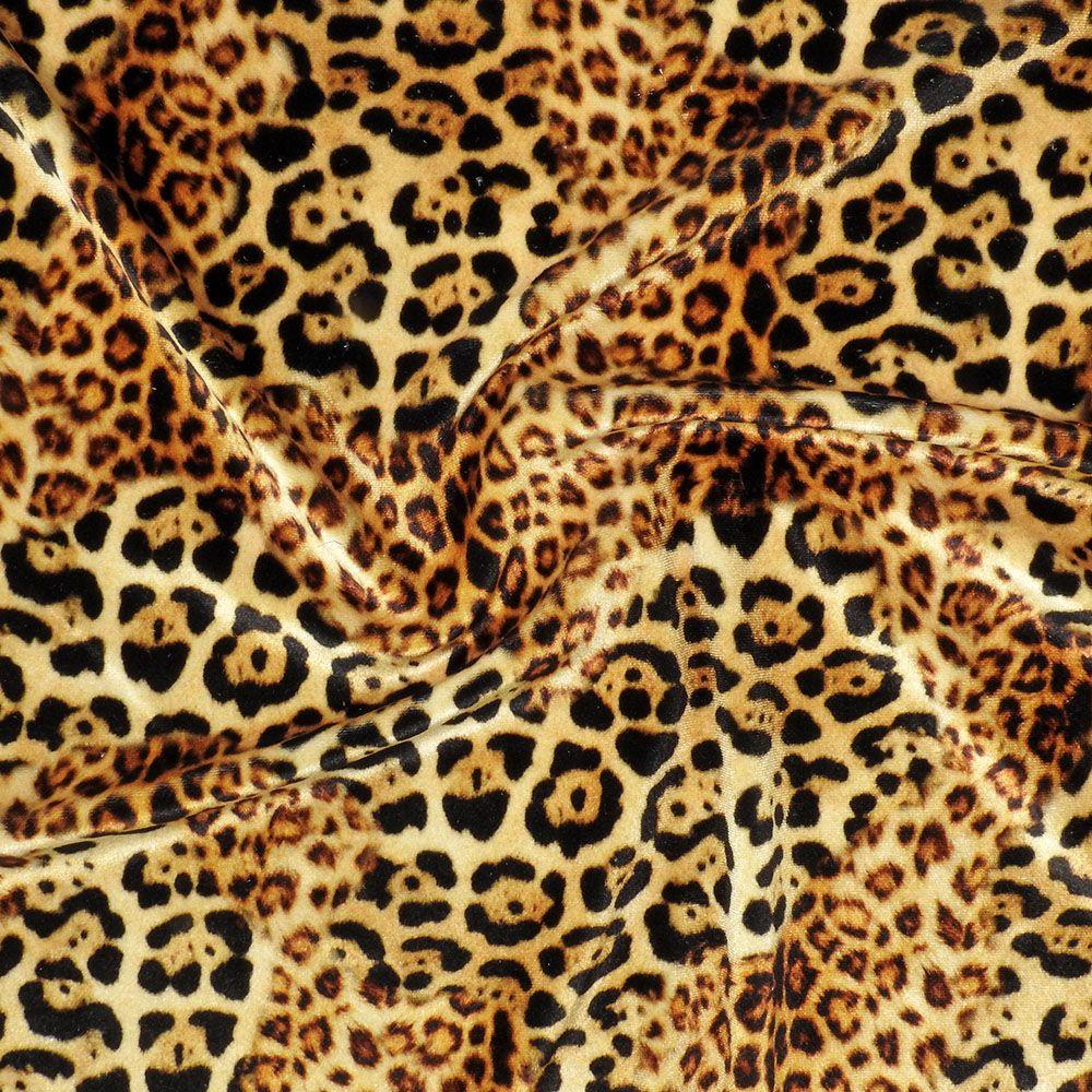 Cheetah Mix Natural on Velvet Printed Stretch Fabric: Neutral