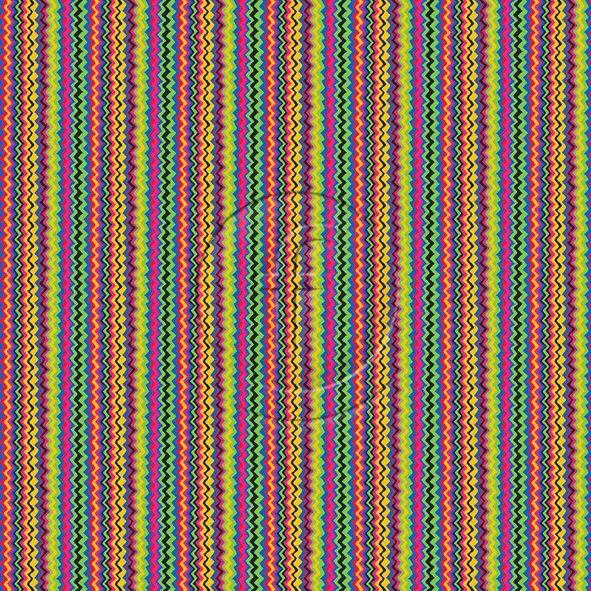Zig Zag Multicolour, Striped, Chevron Printed Stretch Fabric