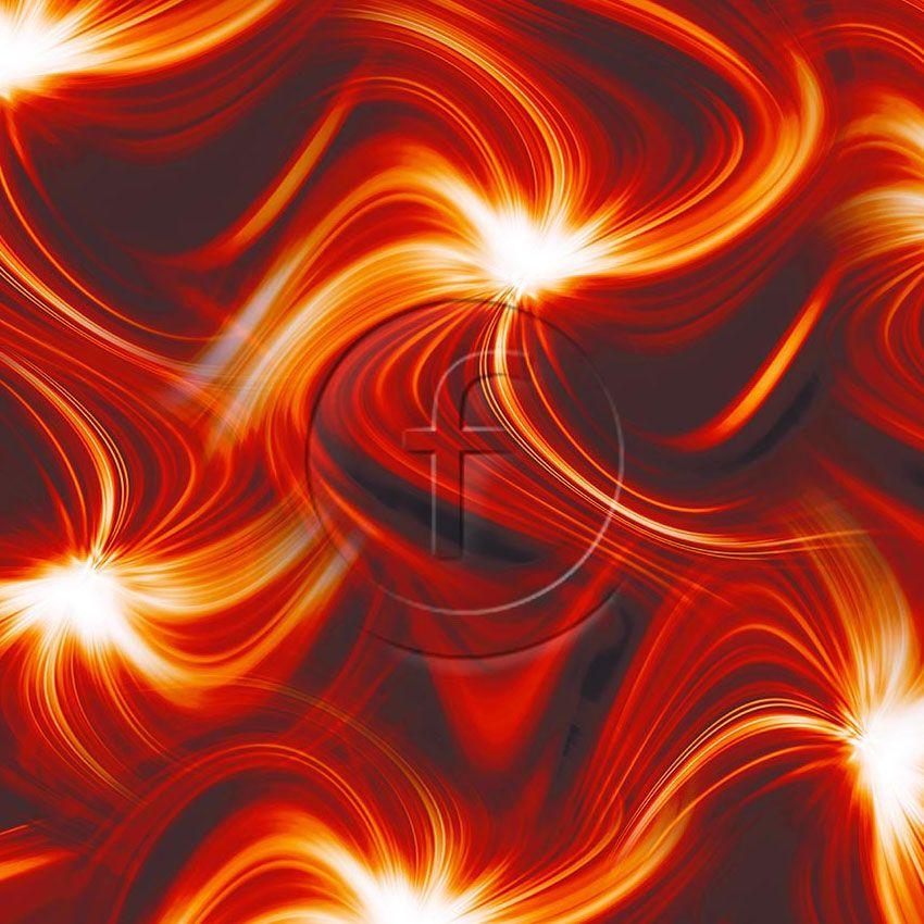 Solaris Flame, Light Effects Printed Stretch Fabric: Orange