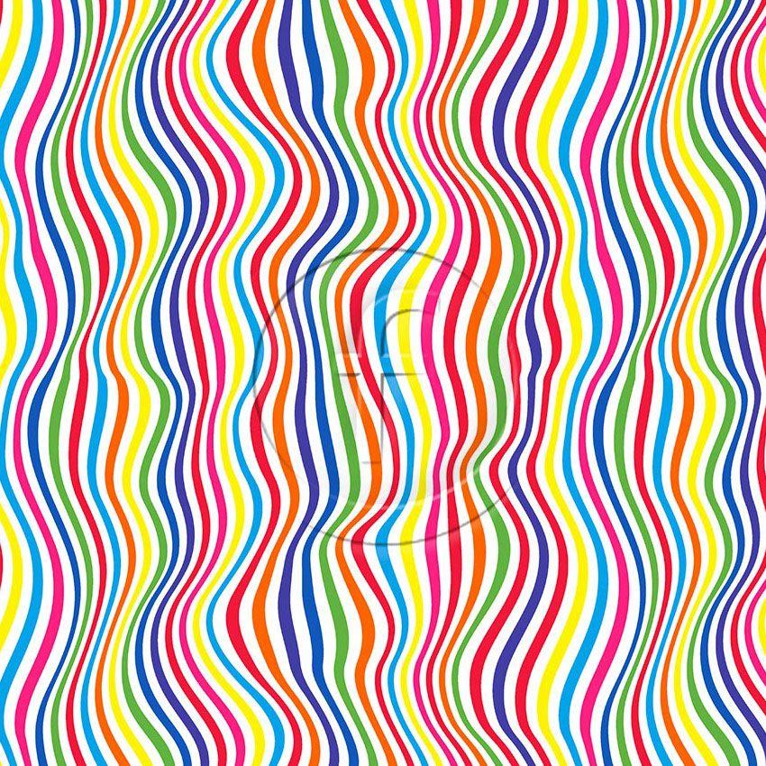 Groovy Baby On White, Striped, Vintage Retro Printed Stretch Fabric