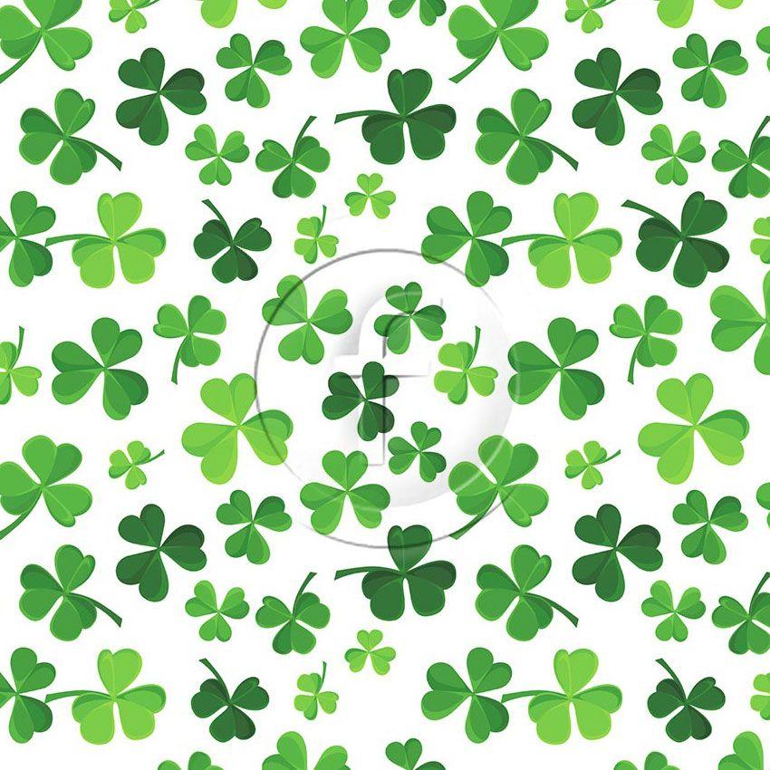 Shamrock, St Patrick's Day Printed Stretch Fabric: Green