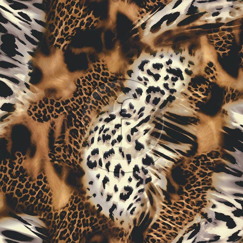 Safari Tan Two, Animal Printed Stretch Fabric: Brown/Neutral