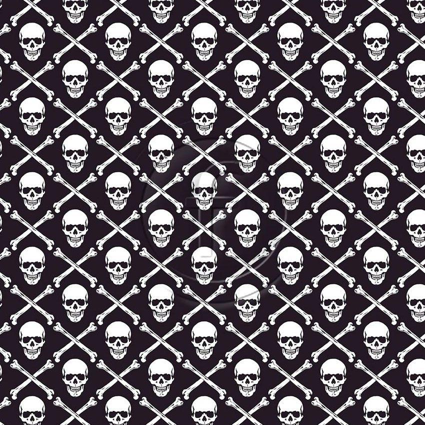 Jolly Roger Black On White Small - Printed Fabric