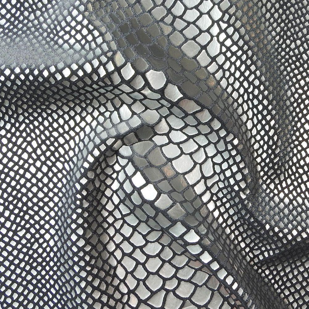 Silver Matt Snake On Ash Grey Velvet Fabric