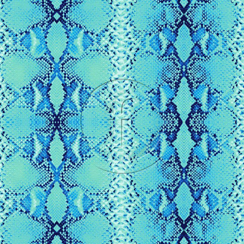 Anaconda Blue, Animal, Textured Printed Stretch Fabric