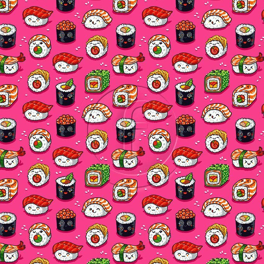 California Roll, Japanese Printed Stretch Fabric: Pink