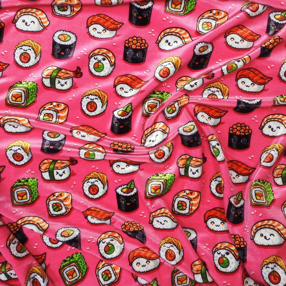 California Roll on Velvet Printed Stretch Fabric: Pink