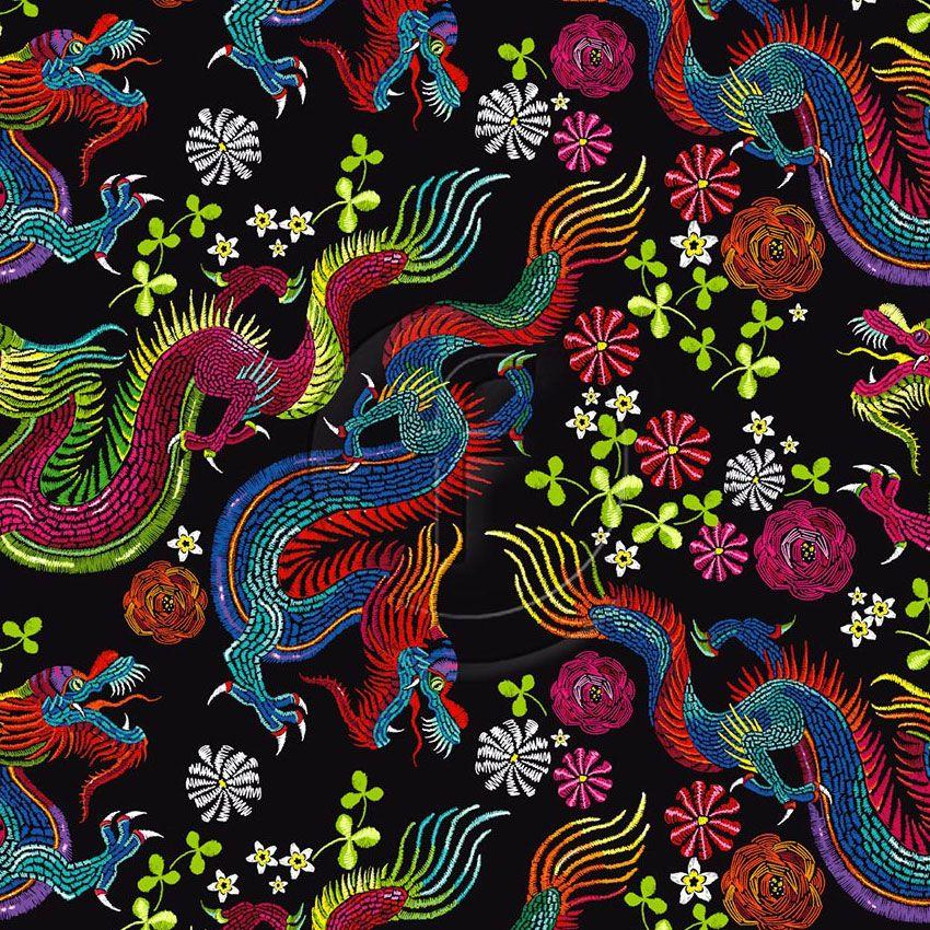 Tatsu Black, Japanese, Animal Printed Stretch Fabric