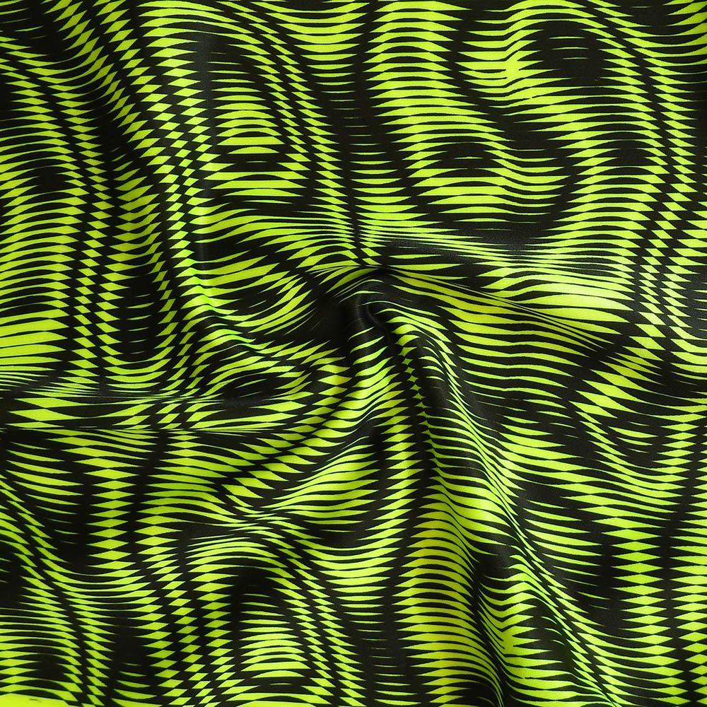 Dimension Fluorescent Yellow Life Recycled Polyester Printed Stretch Fabric