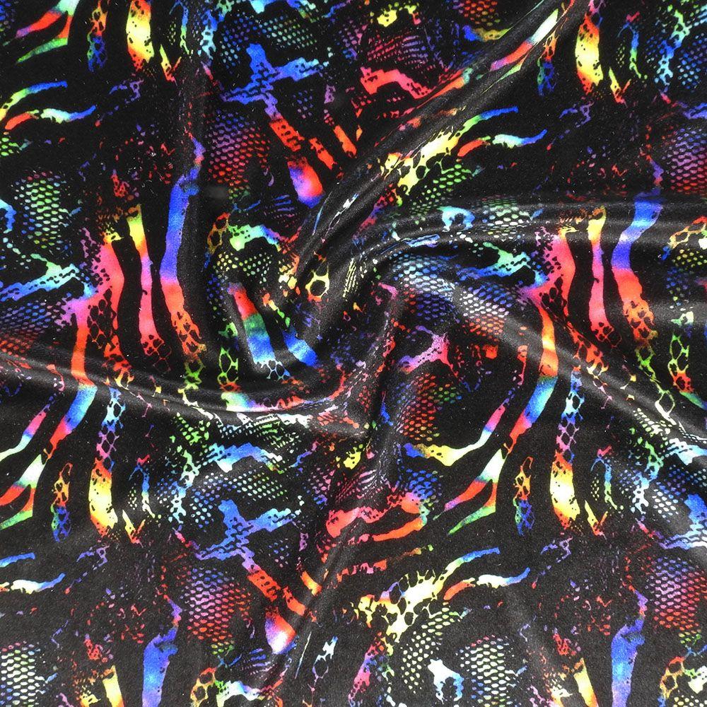 Rattlesnake on Velvet Printed Stretch Fabric: Multicolour