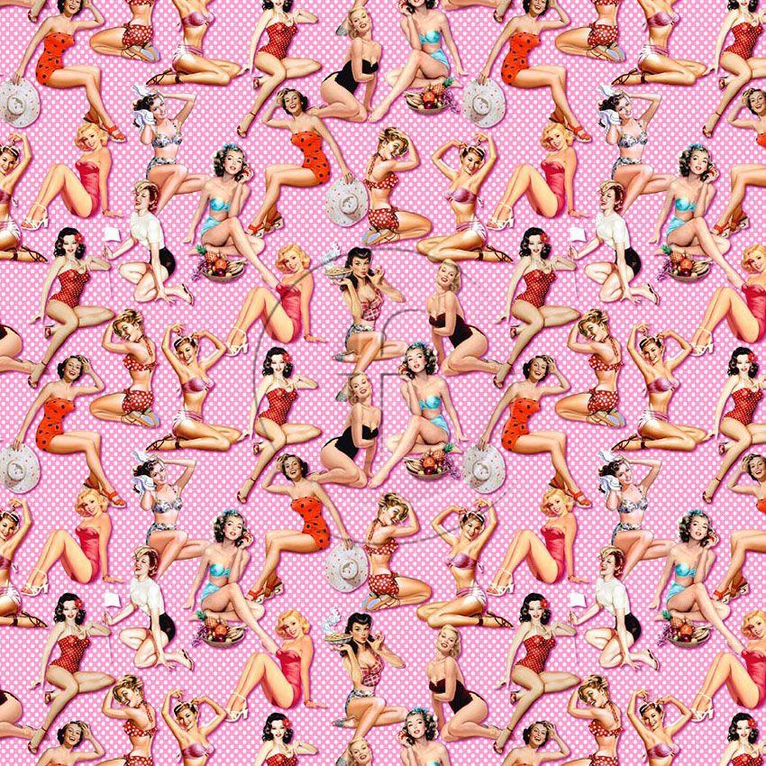 Pin Up Pink Printed Stretch Fabric
