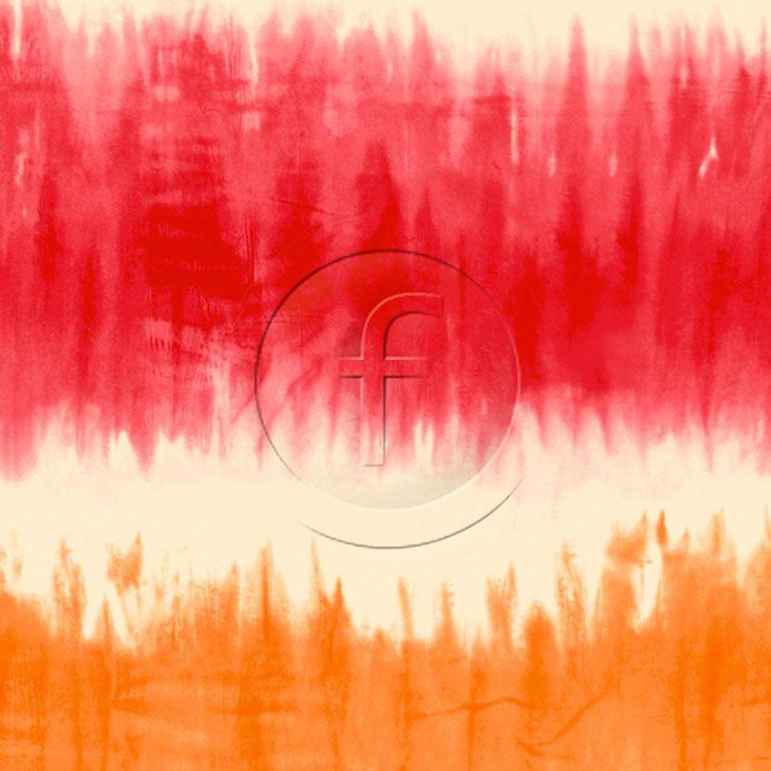 Waterfall Flame, Festival, Tie Dye Effect Printed Stretch Fabric: Orange/Red