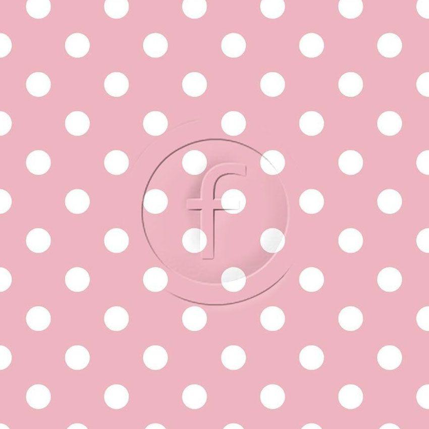 Polka Dot White On Baby Pink 20Mm Diameter, Spotted Printed Stretch Fabric
