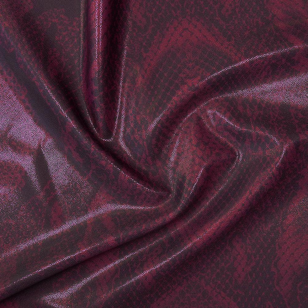 Snakeskin Ruby On Clear Shine - Foiled Printed Stretch Fabric