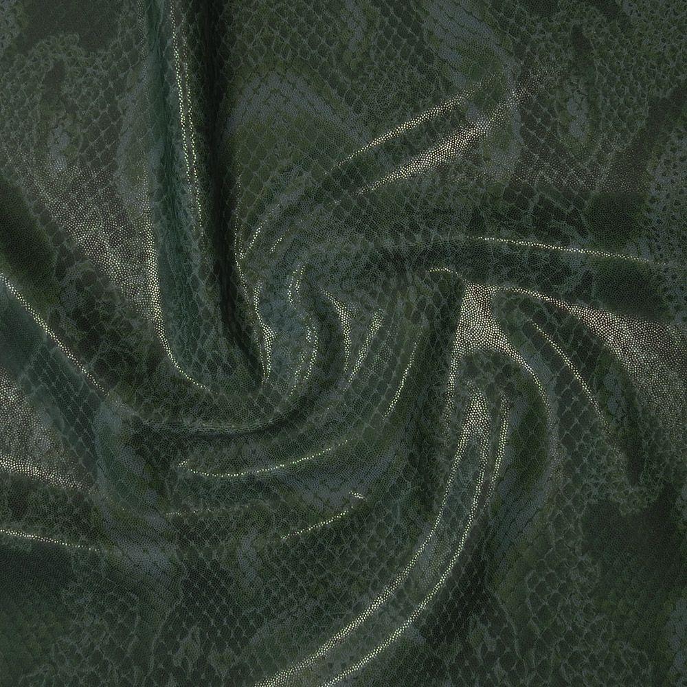 Snakeskin Khaki On Clear Shine - Foiled Printed Stretch Fabric