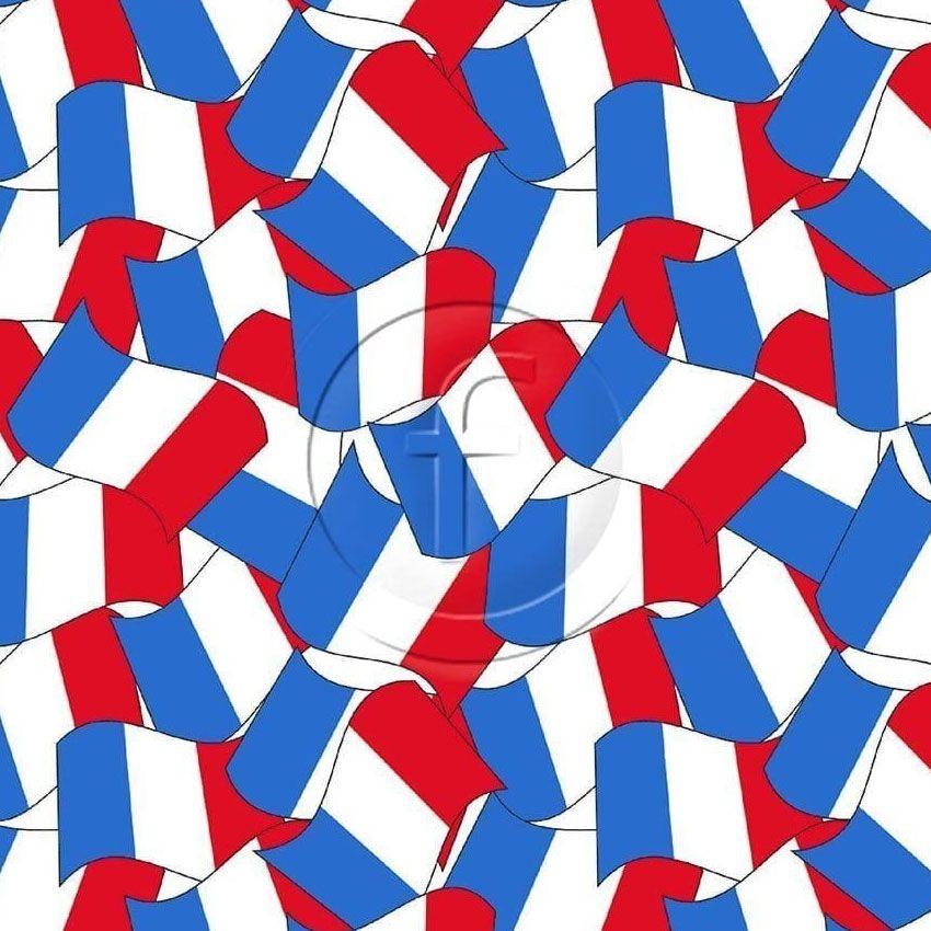 French Flag, Graphic Printed Stretch Fabric: Blue/Red/White