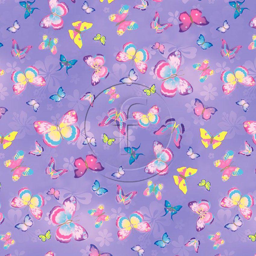 Pastel Butterfly Lilac Printed Stretch Fabric