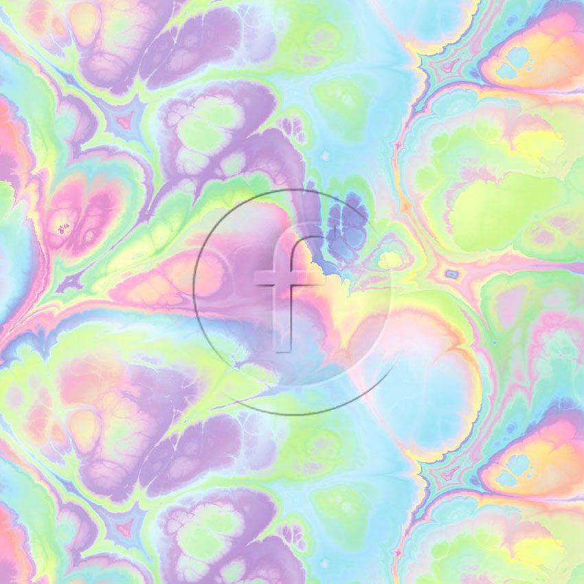 Ethero, Abstract, Tie Dye Effect Printed Stretch Fabric: Multicolour/Pastel