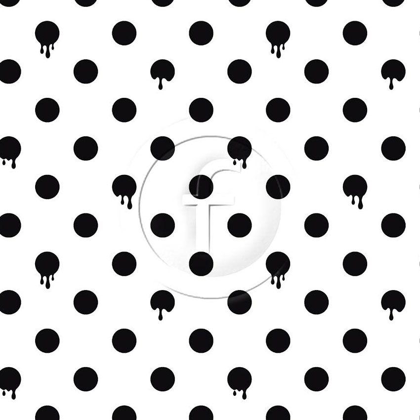 Polka Drip Dot, Spotted, Halloween Printed Stretch Fabric: Black/White