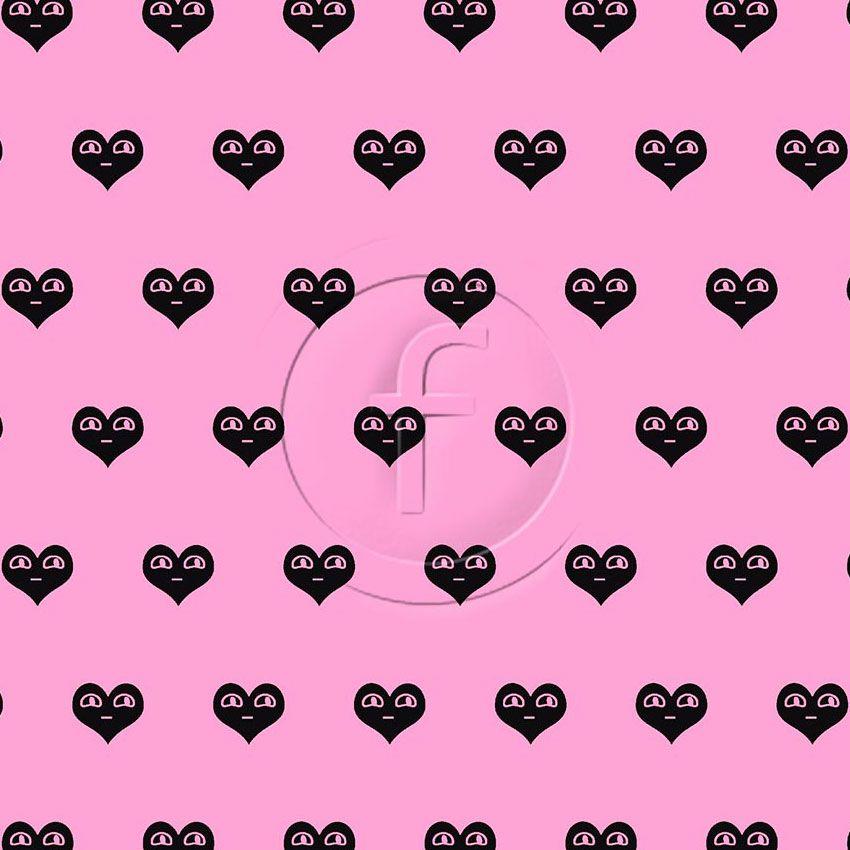 Teehee Heart, Hearts Printed Stretch Fabric: Pink
