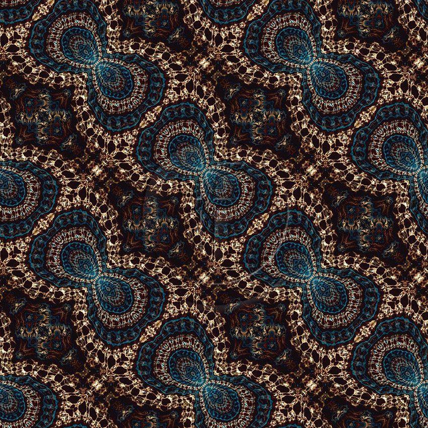 Jinx, Abstract, Tie Dye Effect Printed Stretch Fabric: Blue/Brown