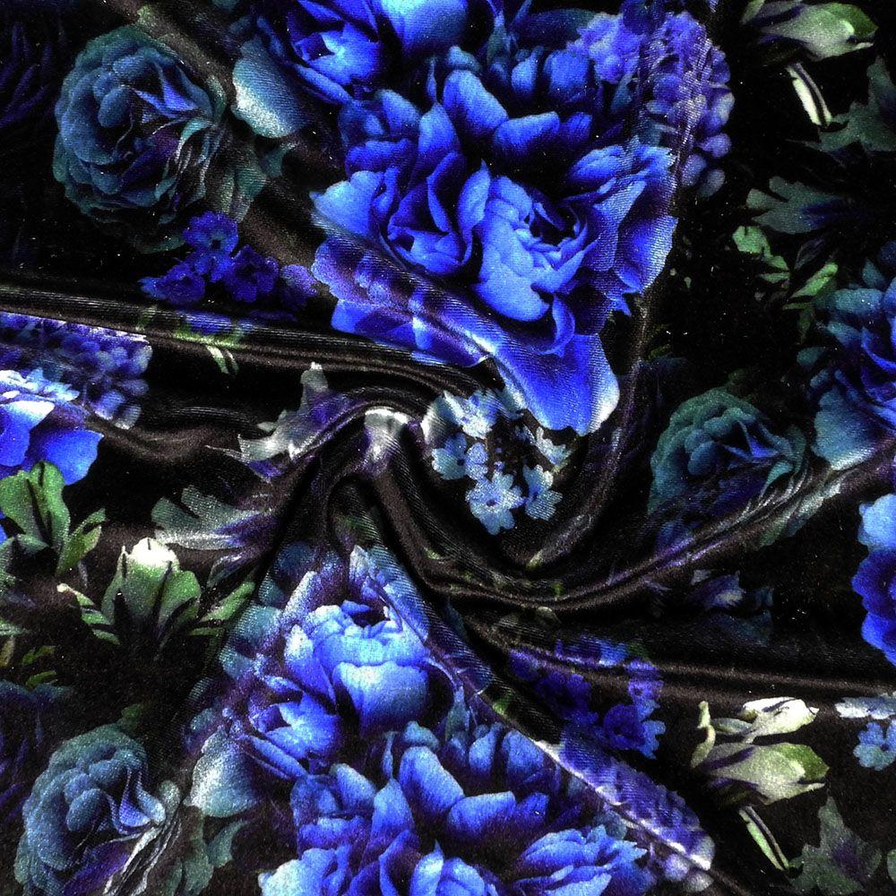 Skyfall Blue - Printed Fabric on Velvet