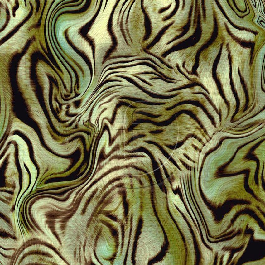 Digital Avantgarde Sage, Animal Printed Stretch Fabric: Brown/Green