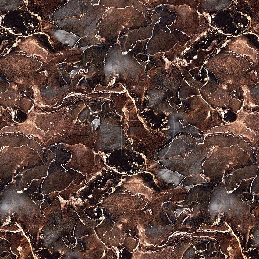 Umber, Abstract, Tie Dye Effect Printed Stretch Fabric: Brown
