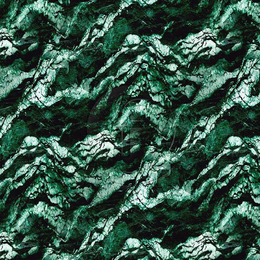 Viridian, Abstract, Tie Dye Effect Printed Stretch Fabric: Green