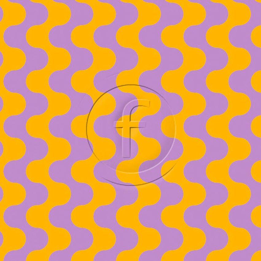 Wavey, Striped Printed Stretch Fabric: Orange/Purple