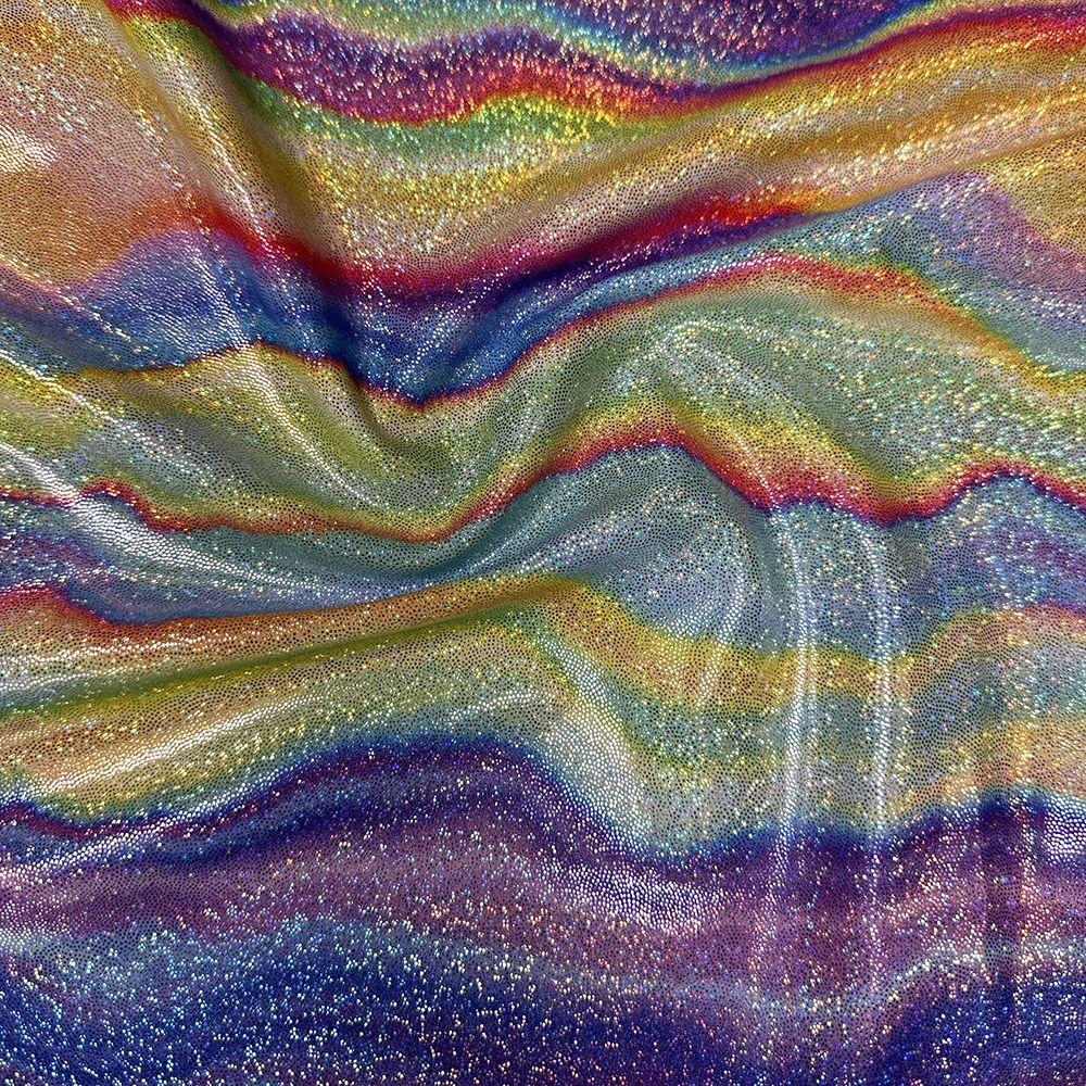 Desert Wave - Printed Hologram Foil Stretch Fabric