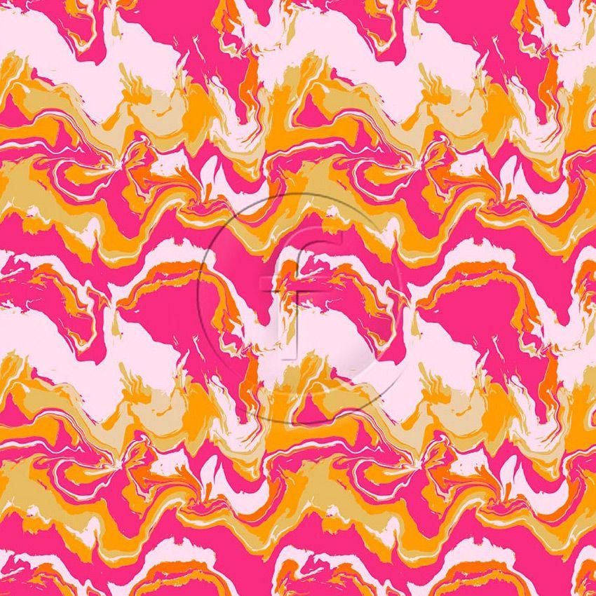 Nectarine, Festival Printed Stretch Fabric: Pink