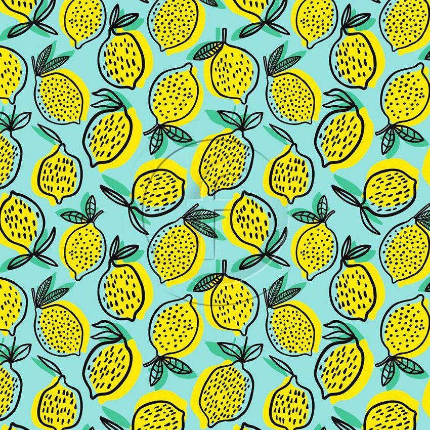 Limoncello, Tropical Printed Stretch Fabric: Blue/Yellow