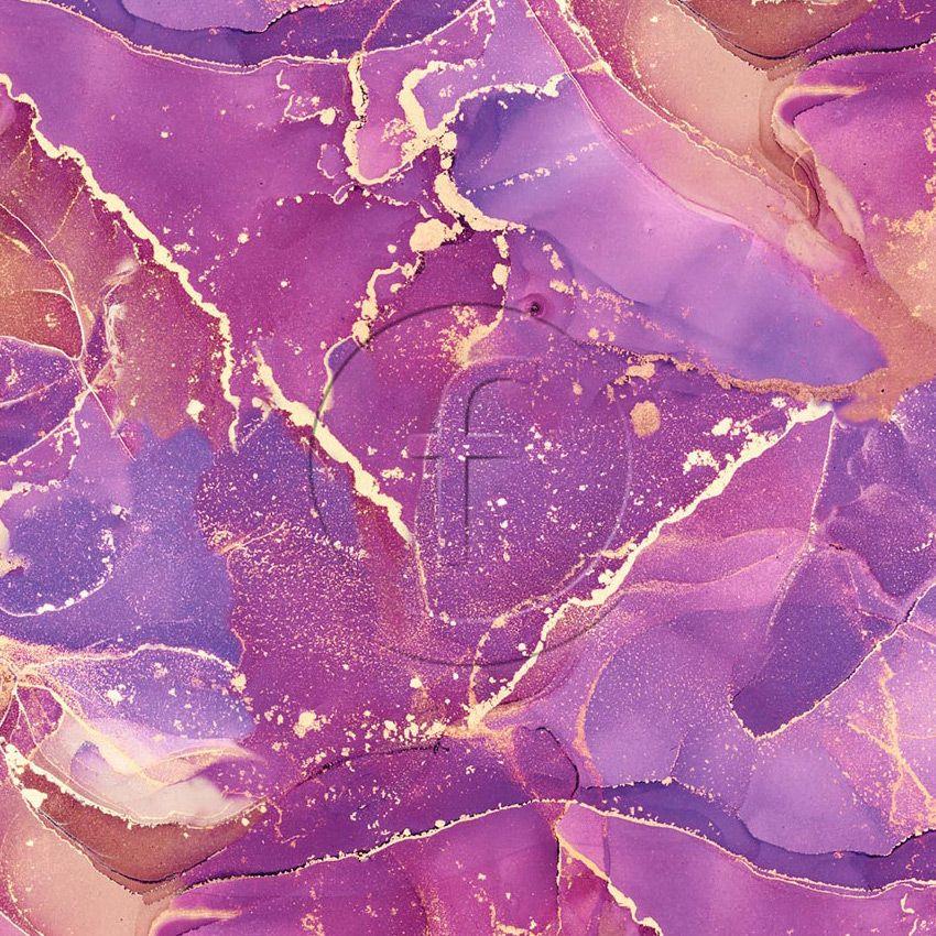 Elysium, Tie Dye Effect Printed Stretch Fabric: Purple