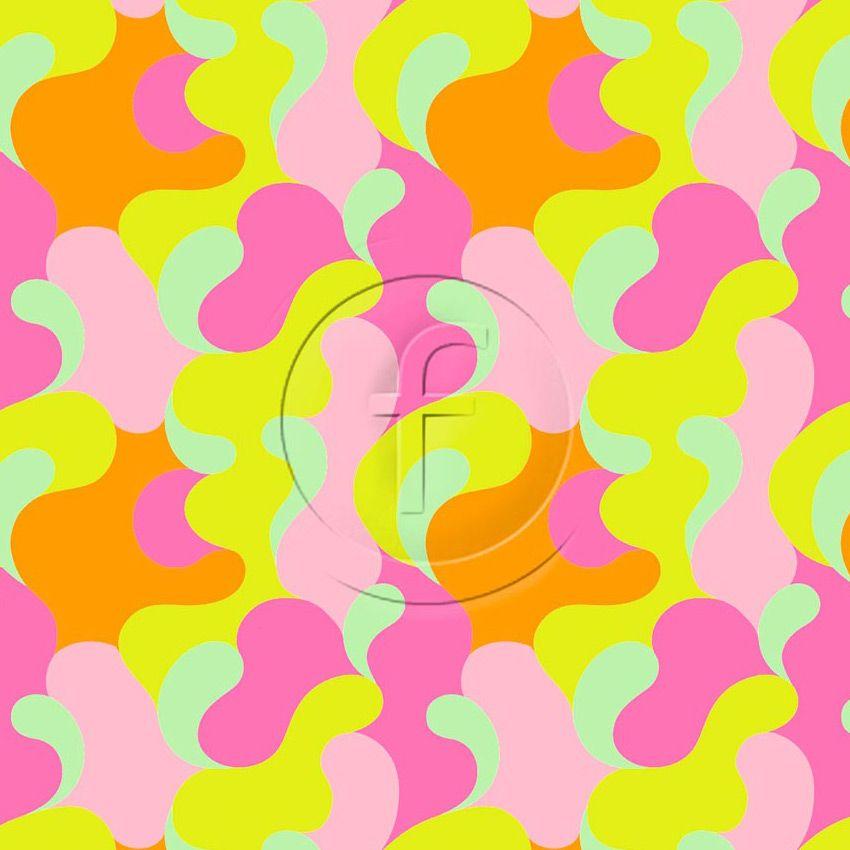 Jiggle, Geometric Printed Stretch Fabric: Orange/Pink