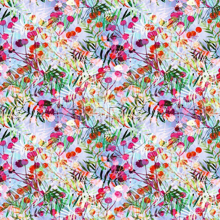 Bloomberry, Floral Printed Stretch Fabric: Multicolour