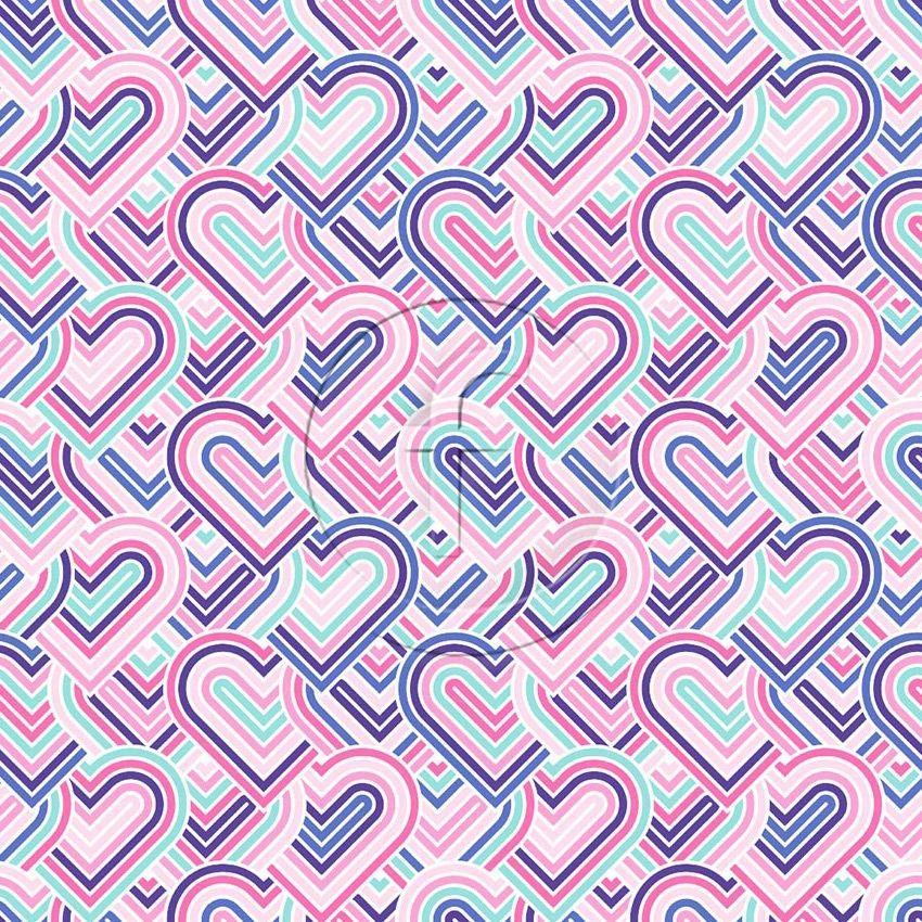 Devotion, Hearts, Graphic Printed Stretch Fabric: Pink