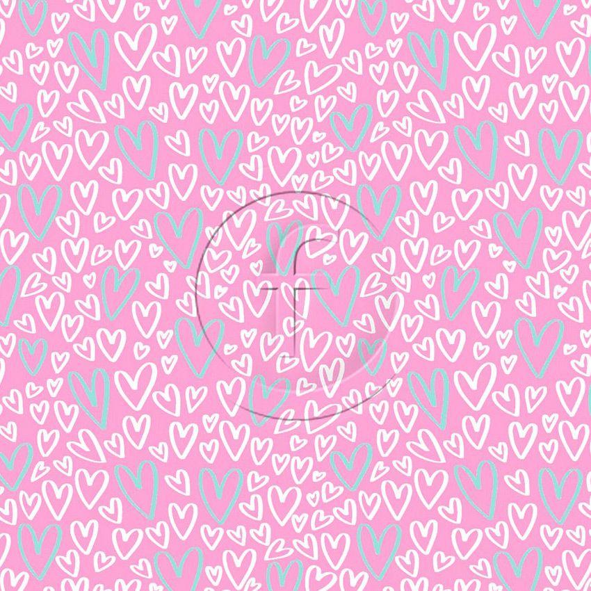 True Love, Hearts, Graphic Printed Stretch Fabric: Pink