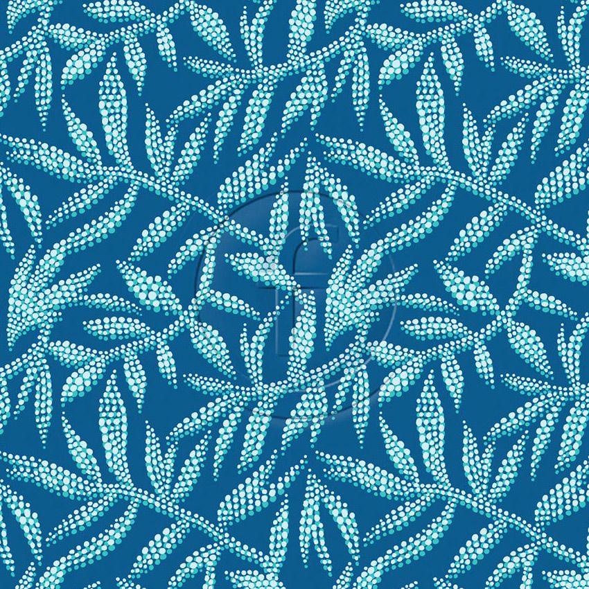 Aruba, Floral Printed Stretch Fabric: Blue