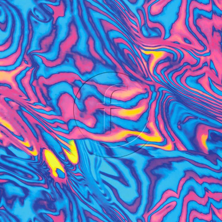 Wham, Tie Dye Effect Printed Stretch Fabric: Blue/Pink